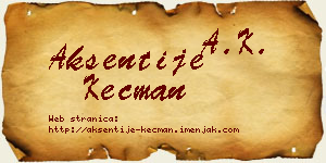 Aksentije Kecman vizit kartica
